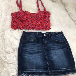 Kancan Dark Wash Denim Skirt